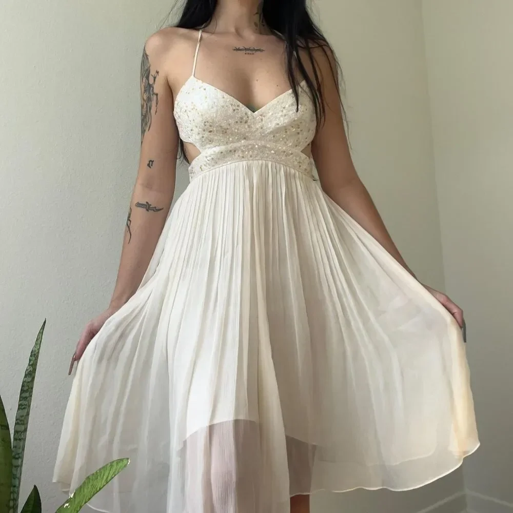 bcbg beaded dress BCBGMAXAZRIA Beaded High Low Gown main image 1